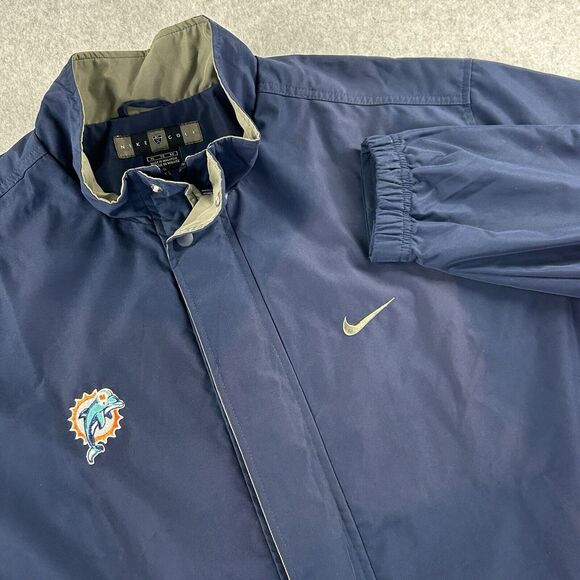 Vtg Nike Jacket Packable Windbreaker Men XL Blue Embrd Miami Dolphins Sun Logo - Picture 3 of 16